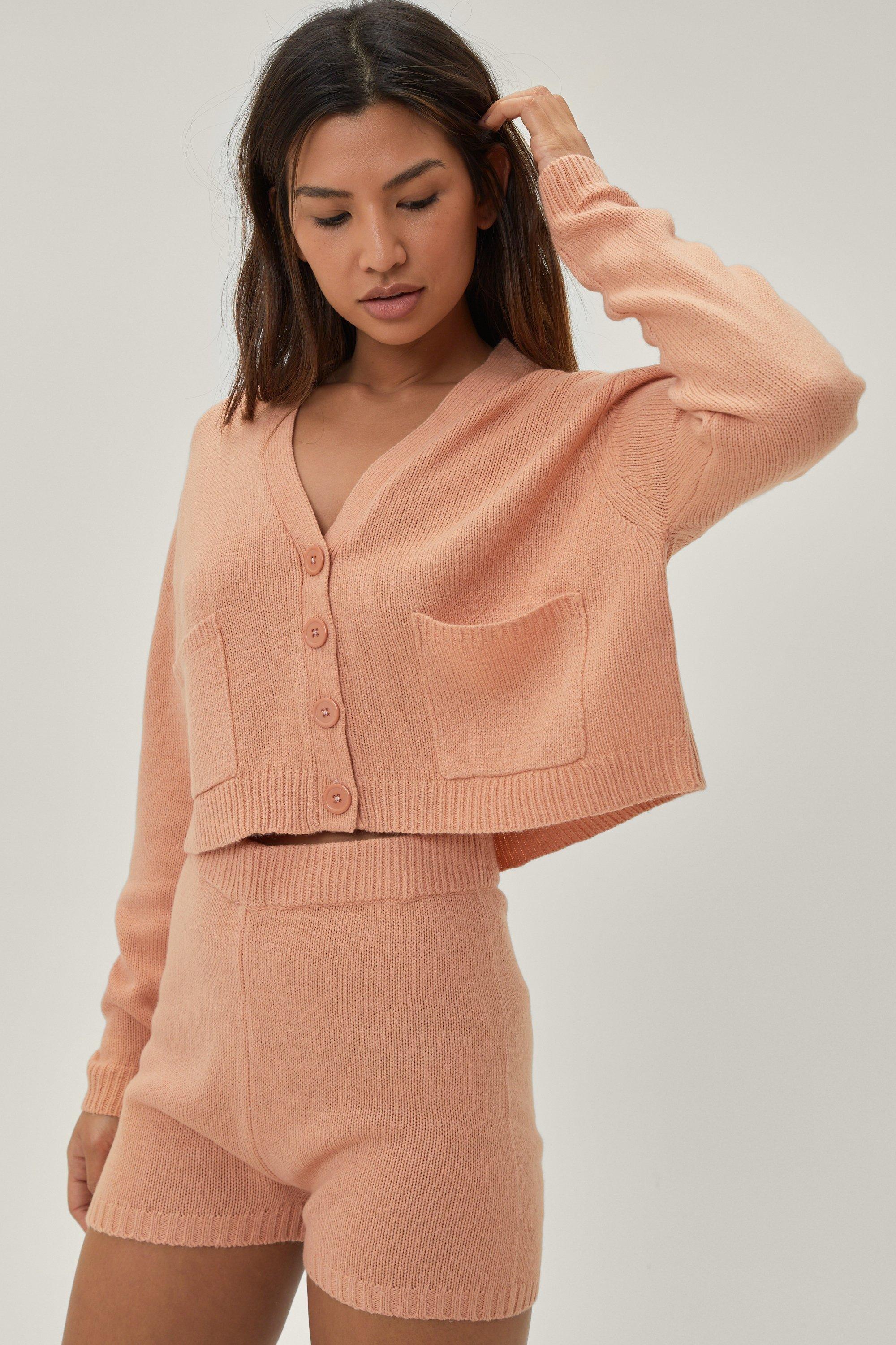 Knitted Cardigan And Shorts Loungewear Set boohoo NO